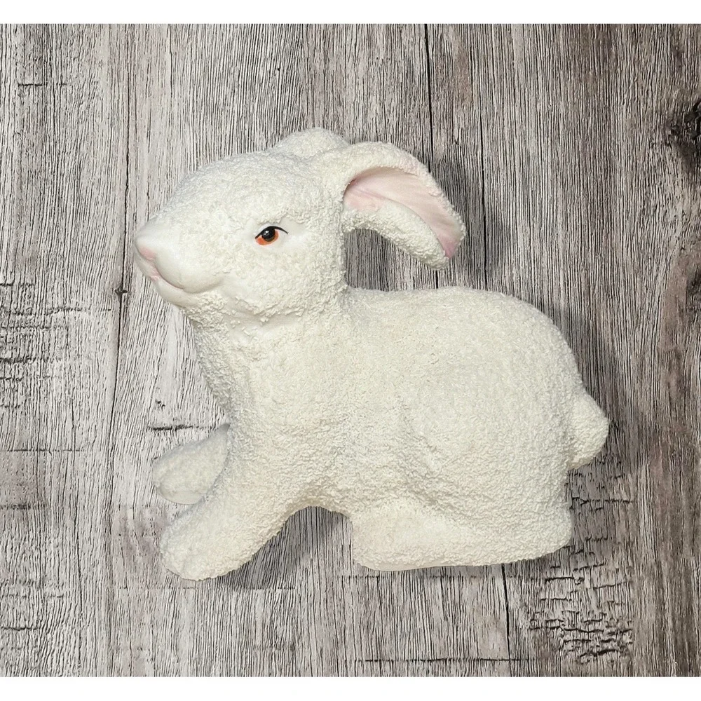 Set Of 2 Flocked(Sugared) Porcelain Bunnies 4